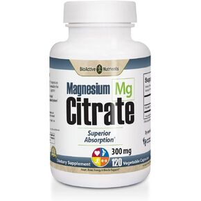 المغذيات الحيوية النشطة - سيترات المغنيسيوم - 300 مجم - 120 مجم كبسولات نباتية - تدعم صحة القلب، وتدعم صحة العظام، وتساعد على الاسترخاء - خالية من الغلوتين in Kuwait
