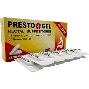 Presto Gel - Natural Hemorrhoid Rectal Suppositories - Rapid Hemorrhoid Treatment and Relief from Itching, Swelling, Burning and Discomfort - Pack of 12 in Saudi Arabia