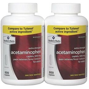 Member's Mark 500mg Extra Strength Acetaminophen MegaSize 2Pack (600 Count Each) 7hm2Dcs