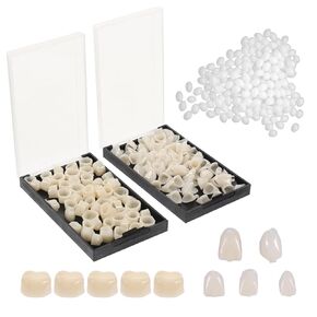 120 Pieces Dental Temporary Tooth Cap Crown Veneers Front Back Anterior and Molar Posterior Teeth with Tooth Repair Thermal Beads Cap Filler for Missing Broken Teeth in Kuwait