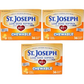 St. Joseph St. Joseph Aspirin Chewable Orange, Orange 36 tabs 81 mg(Pack of 3) in Saudi Arabia