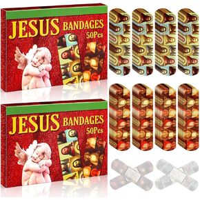 Timgle Christmas Jesus Bandages Christmas Adhesive Bandage Waterproof First Aid Bandages with Boxes Jesus Gifts for Cuts Scrapes Burns Household Birthdays Party Supplies(200 Count) in Saudi Arabia