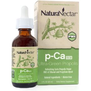 NaturaNectar p-Ca من دنج النحل الأخضر السائل، قطرات - مكمل منشط للذهن - المناعة والتركيز والذاكرة - دنج أخضر برازيلي ممتاز، بدون إيثانول، بدون بروبيلين غليكول، 60 مل. in Kuwait