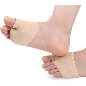 HiiBaby Ball of Foot Cushions - Metatarsal Sleeve Pads, Fabric Forefoot Compression Socks,Half Bunion Sleeves Great for Mortons Neuroma, Metatarsal and Forefoot Pain Relief for Men and Women (Nude)