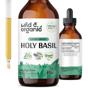 Holy Basil Tincture - Organic Holy Basil Leaf Liquid Extract - Vegan, Alcohol Free Drops Supplement - 2 fl oz in Kuwait