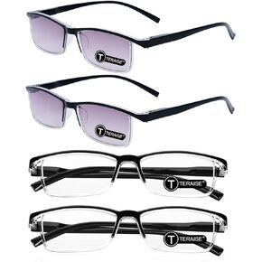 TERAISE 4 pairs Anti-blue Light AntiUV Reading Glasses with Spring Hinge Fashion