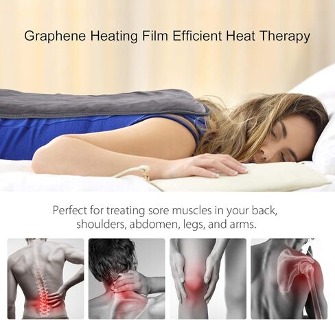 BRIGENIUS Graphene Electric Large Heating Pad for Back Pain Relief, Innovative Graphene Heating Material Fast Heating Pad for Cramps Neck Shoulder, 3 Heat Settings with Auto Shut-Off - 12" X 24" in Kuwait