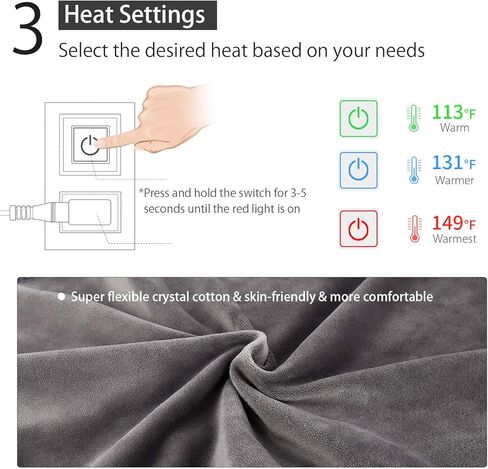 BRIGENIUS Graphene Electric Large Heating Pad for Back Pain Relief, Innovative Graphene Heating Material Fast Heating Pad for Cramps Neck Shoulder, 3 Heat Settings with Auto Shut-Off - 12" X 24" in Kuwait