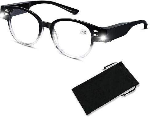 Reading Glasses with Lights Bright LED Readers with Lights Magnifier Glasses for Reading Fashion Blue Light Blocking Glasses Magnifier Nighttime Reader Women Men Clear Vision Lighted Eye Glasses+3.0 in Saudi Arabia