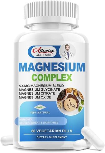Triple Complex Magnesium Supplment, 3X High Absorption Pure Magnesium 500mg Complex with Magnesium Glycinate, Citrate, Oxide, Chelated Magnesium Supplement for Women and Men, Non-GMO and Gluten Free in Kuwait