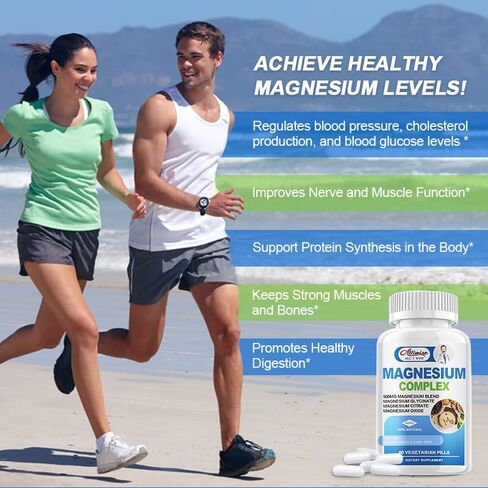 Triple Complex Magnesium Supplment, 3X High Absorption Pure Magnesium 500mg Complex with Magnesium Glycinate, Citrate, Oxide, Chelated Magnesium Supplement for Women and Men, Non-GMO and Gluten Free in Kuwait