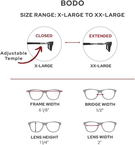نظارات القراءة المغناطيسية Clic Blue Light Blocking من Slastik، شريط ناعم قابل للطي، قارئ كمبيوتر Adj Temple، Bodo (XL-XXL) in Kuwait