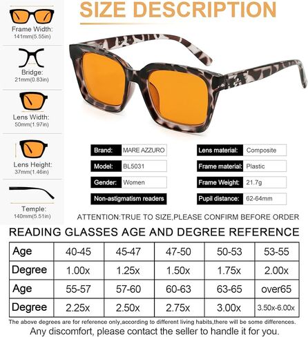 MARE AZZURO 98% نظارات شمسية للقراءة باللون الأزرق للسيدات U V قارئات ألعاب الكمبيوتر 0 1.0 1.25 1.5 1.75 2.0 2.25 2.5 2.75 3.0 3.5 (أسود، 2.00) in Kuwait