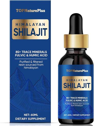 قطرات سائل راتنج شيلاجيت من الهيمالايا، راتنج شيلاجيت عضوي نقي من الهيمالايا 500 مجم، 85+ من المعادن النزرة وحمض الفولفيك لتعزيز الدماغ والطاقة in Kuwait