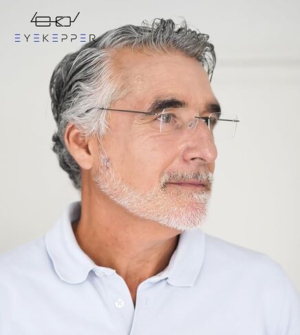Eyekepper 3-Pack Rimless Metal Reading Glasses for Men - Rectangle Frameless Readers (Black/Blue/Gunmetal)+0.00 in Kuwait