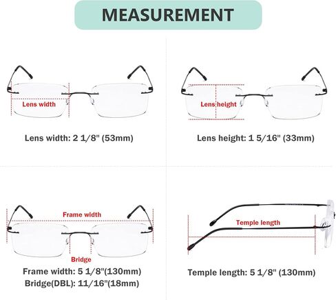 Eyekepper 3-Pack Rimless Metal Reading Glasses for Men - Rectangle Frameless Readers (Black/Blue/Gunmetal)+0.00 in Kuwait