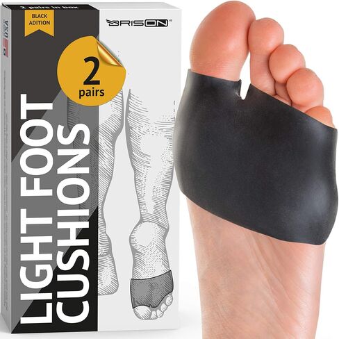 Metatarsal Pads Ball of Foot Cushions - Soft Gel Forefoot Sleeves Mortons Neuroma Callus Metatarsalgia Feet Pain Relief Bunion Forefoot Cushioning Relief Women Men - 2 Pairs - Black in Kuwait