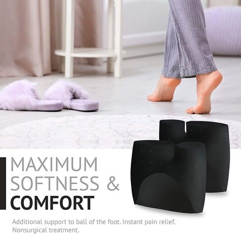 Metatarsal Pads Ball of Foot Cushions - Soft Gel Forefoot Sleeves Mortons Neuroma Callus Metatarsalgia Feet Pain Relief Bunion Forefoot Cushioning Relief Women Men - 2 Pairs - Black in Kuwait