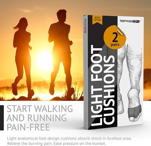 Metatarsal Pads Ball of Foot Cushions - Soft Gel Forefoot Sleeves Mortons Neuroma Callus Metatarsalgia Feet Pain Relief Bunion Forefoot Cushioning Relief Women Men - 2 Pairs - Black in Kuwait