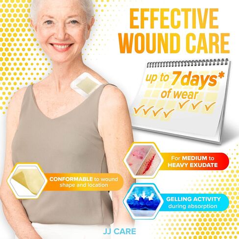 ضمادة ألجينات الكالسيوم والعسل من JJ CARE [عبوة من 10]، وسادات للعناية بالجروح بعسل مانوكا 2 × 2، رقع عسل طبية من الدرجة الطبية، تضميد جروح خالية من اللاتكس، معقمة ومعبأة بشكل فردي in Saudi Arabia