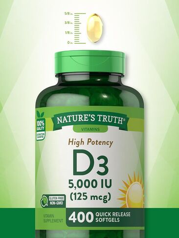 Nature's Truth Vitamin D3 10000 IU Softgels | 300 Count | Extra Strength | Non-GMO & Gluten Free Supplement in Saudi Arabia