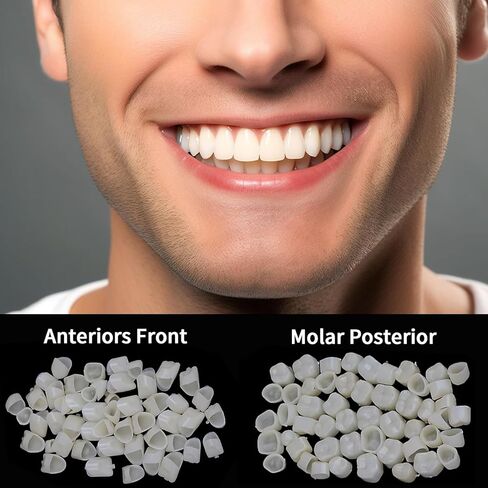 120 Pieces Dental Temporary Tooth Cap Crown Veneers Front Back Anterior and Molar Posterior Teeth with Tooth Repair Thermal Beads Cap Filler for Missing Broken Teeth in Kuwait