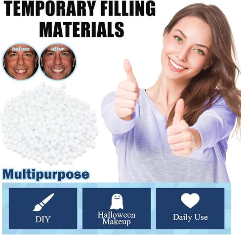 120 Pieces Dental Temporary Tooth Cap Crown Veneers Front Back Anterior and Molar Posterior Teeth with Tooth Repair Thermal Beads Cap Filler for Missing Broken Teeth in Kuwait