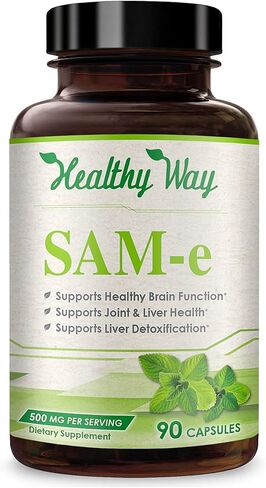 Healthy Way Pure SAM-e 500mg 90 كبسولة (S-Adenosyl Methionine) يدعم الصحة ووظيفة الدماغ، غير معدل وراثيًا، صنع في الولايات المتحدة الأمريكية in Kuwait