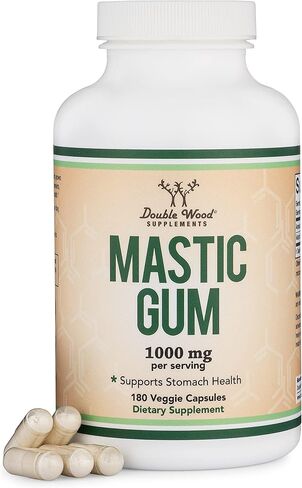 مكملات خشبية مزدوجة كبسولات صمغ المستكة 180 عدد (1000 مجم لكل حصة) كبسولات صمغ مستكة خيوس الأصلية للمعدة والكبد والجهاز الهضمي والدعم العام in Kuwait