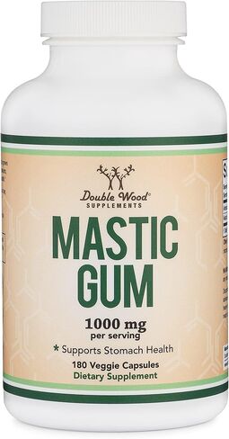 مكملات خشبية مزدوجة كبسولات صمغ المستكة 180 عدد (1000 مجم لكل حصة) كبسولات صمغ مستكة خيوس الأصلية للمعدة والكبد والجهاز الهضمي والدعم العام in Kuwait