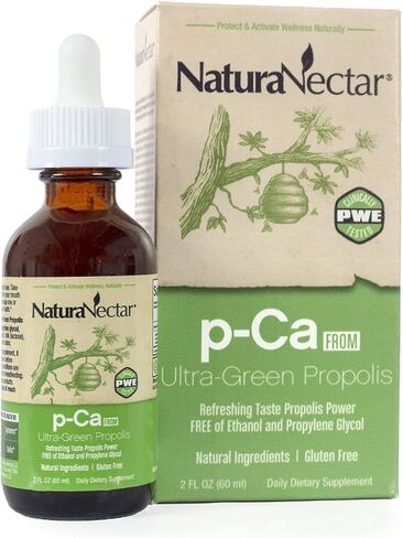 NaturaNectar p-Ca من دنج النحل الأخضر السائل، قطرات - مكمل منشط للذهن - المناعة والتركيز والذاكرة - دنج أخضر برازيلي ممتاز، بدون إيثانول، بدون بروبيلين غليكول، 60 مل. in Kuwait