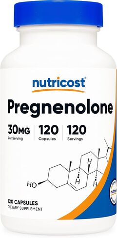 Nutricost Pregnenolone 30mg، 120 كبسولة - غير معدلة وراثيًا، خالية من الغلوتين، كبسولات نباتية in Saudi Arabia