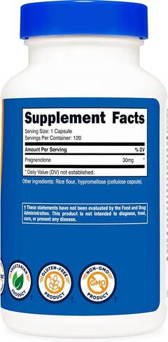Nutricost Pregnenolone 30mg، 120 كبسولة - غير معدلة وراثيًا، خالية من الغلوتين، كبسولات نباتية in Saudi Arabia