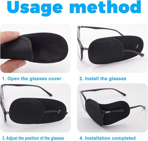 6 قطعة بقع العين للنظارات لصقة عين سوداء قابلة لإعادة الاستخدام لصقة عين كسول للبالغين لعلاج كسل العين الحول الحول للأطفال in Kuwait