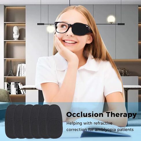 6 قطعة بقع العين للنظارات لصقة عين سوداء قابلة لإعادة الاستخدام لصقة عين كسول للبالغين لعلاج كسل العين الحول الحول للأطفال in Kuwait