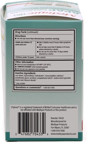 Medique @ Home 70433 Extra Strength APAP Tablets, Non-Aspirin, 50 Packets (2 Tablets per Packet) Total-100 Count in Saudi Arabia
