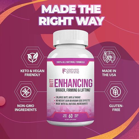 Forever Feminine Premium Butt Enhancement Pills - Booty Enlargement Pills - Shape, Lift and Firm - Butt Enhancer Glute Growth Supplement - Bigger Butt Without Gains - 60 ct in Saudi Arabia