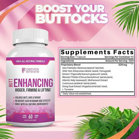 Forever Feminine Premium Butt Enhancement Pills - Booty Enlargement Pills - Shape, Lift and Firm - Butt Enhancer Glute Growth Supplement - Bigger Butt Without Gains - 60 ct in Saudi Arabia
