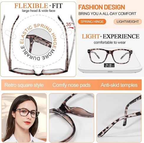 MARE AZZURO Large Square Reading Glasses Women Big Readers 1.0 1.25 1.5 1.75 2.0 2.25 2.5 2.75 3.0 3.5 4.0 5.0 6.0 in Kuwait