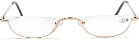 ZUVGEES Vintage Alloy Semi Rimless Reading Glasses Men Women Half Frame Slim Glasses with Stylish Case T0340 in Kuwait