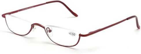 ZUVGEES Vintage Alloy Semi Rimless Reading Glasses Men Women Half Frame Slim Glasses with Stylish Case T0340 in Kuwait