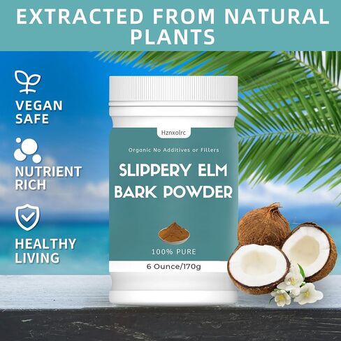مسحوق الدردار الزلق العضوي 6 أونصة من nznxolrc، مسحوق لحاء الدردار الزلق العضوي، نقي وطبيعي 100%، صالح للطعام، يساعد على تهدئة الحلق والسعال، نباتي، صديق للحيوانات الأليفة in Kuwait