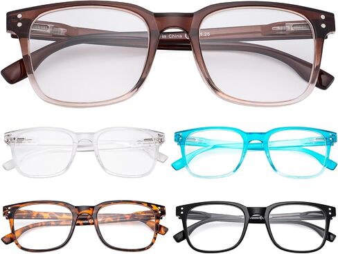 Eyekepper 5 Pack Large Reading Glasses - Square Readers for Men Women Reading in Saudi Arabia