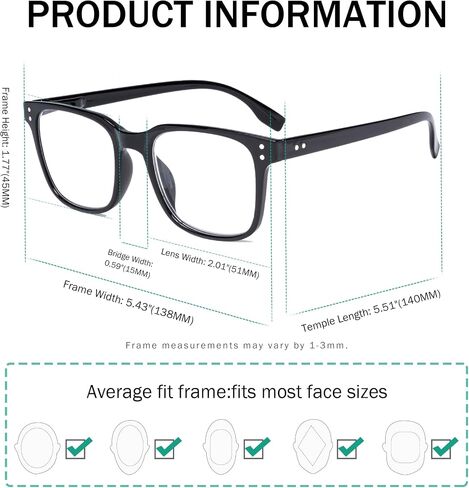 Eyekepper 5 Pack Large Reading Glasses - Square Readers for Men Women Reading in Saudi Arabia