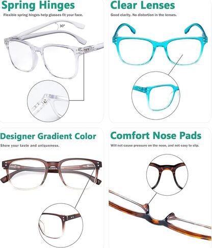 Eyekepper 5 Pack Large Reading Glasses - Square Readers for Men Women Reading in Saudi Arabia