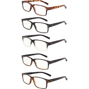 مجموعة من 5 نظارات قراءة كلاسيكية زرقاء اللون لحجب الضوء، قارئات بمفصلات زنبركية للنساء والرجال in Kuwait