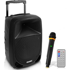 Pyle 1000W Portable Bluetooth PA Speaker - 10'' Karaoke Speaker System with UHF Wireless Microphone, Remote Control & Built-in Rechargeable Battery, MP3/USB/SD, LED Battery Indicator Lights - PSBT105A in Kuwait