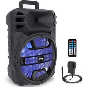 Portable Bluetooth PA Speaker System - 300W Rechargeable Indoor/Outdoor Bluetooth Portable PA System w/ 8" Subwoofer 1" Tweeter, Microphone In, Party Lights, MP3/USB, Radio, Remote - Pyle PPHP836B in Kuwait