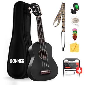 مجموعة مجموعة دونر سوبرانو القيثارة للمبتدئين مقاس 21 بوصة من Ukelele مع حقيبة دروس مجانية عبر الإنترنت وحزام سلسلة موالف يختار القماش Ukalalee Yukalalee (أزرق)
