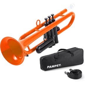 PAMPET Professional Plastic Bb Trumpet Student Trumpet Set for Student Beginner With 7C Mouthpiece and 3C Mouthpiece Bb Trumpet Instrument, White